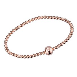 MATERIA women’s / girls’ bead bracelet - 925 silver stretch bracelet, gold, rose gold or silver-coloured, 17 - 22 cm, Gold-Plated Silver, Rose-Gold