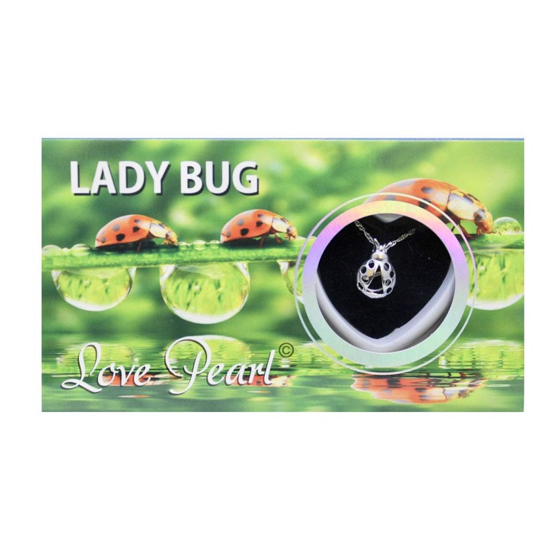 Love Pearl Lady Bug Necklace