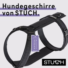 STUCH Dog Harness - Adjustable Nylon Harness - Padded - for Small, Medium and Large Dogs, Colour: Black, Size: S