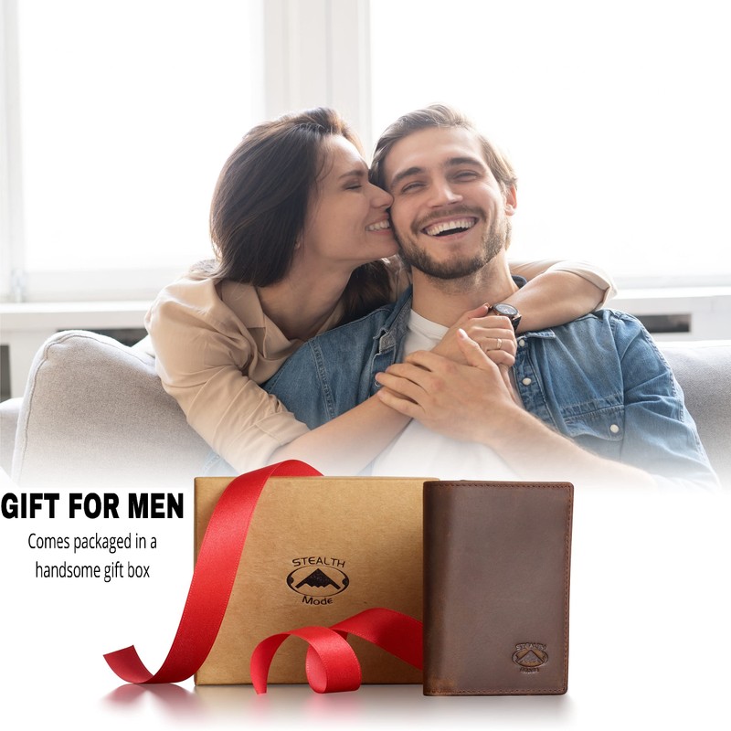 Stealth Mode Leather Trifold RFID Wallet For Men With Flip