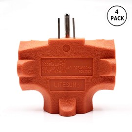 Aniai 3 Way Outlet T-Shaped Adapter, Power Outlet Extender, Grounded Wall Tap, Heavy Duty, UL Listed (4, orange)
