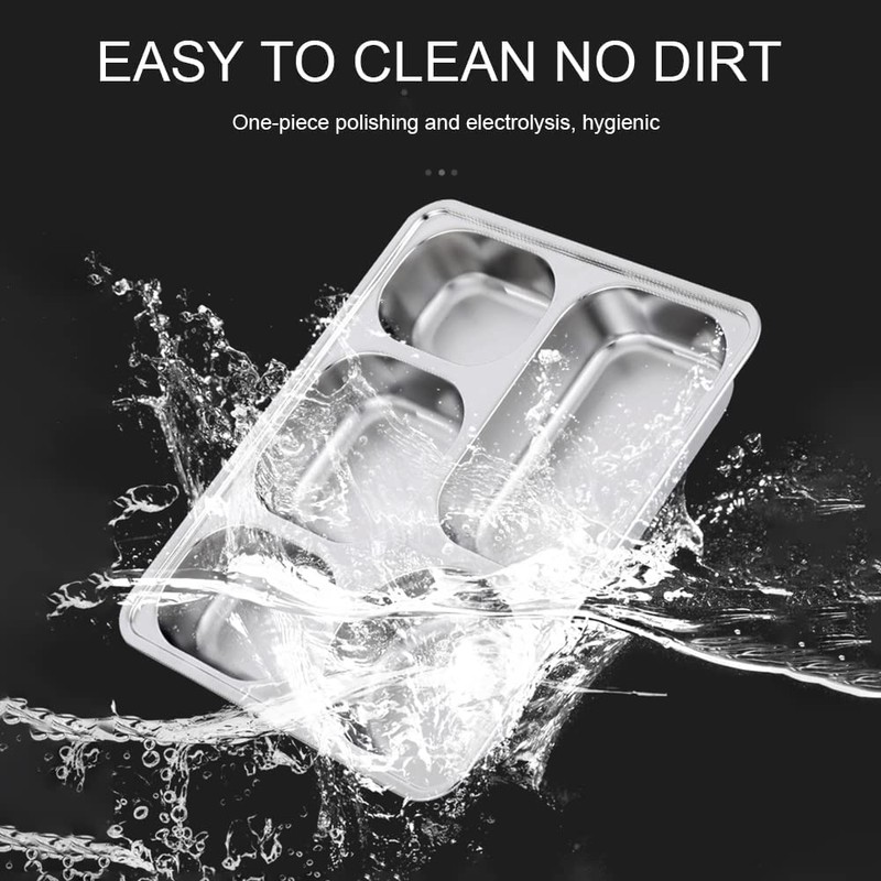 AIYoo Large 13 inches Stainless Steel Rectangular Divided Plates,5 Sections