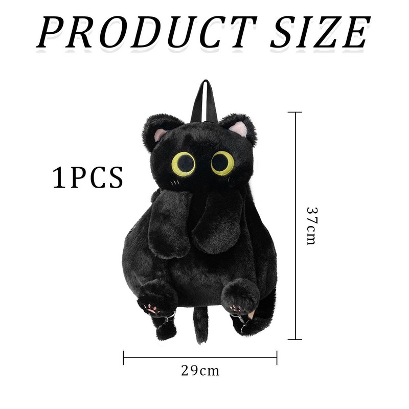 1 Piece Black Cat Bag, Cute Plush Backpack, Creative and
