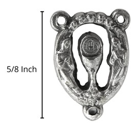 Needzo Vintage Style First Communion IHS Chailce Rosary Centerpiece Medals, Silver Toned Charms for Jewelry Making, Pack of 5, 5/8 Inch