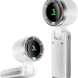 Foldable Handheld Fan, 5 Gear Wind Personal Fans, 3600mAh Battery Operated Mini Turbo Fans, USB Rechargeable Personal Fan for Outdoor Activities, Travel, Camping, Office, Working (White) - quantity: 1pcs