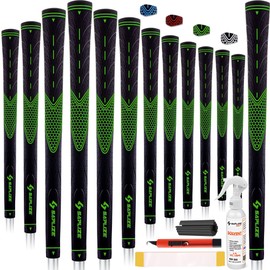 SAPLIZE Golf Grips Set of 13, Bundle with Tape or Full Regripping Kit, Jumbo / Mid / Standard / Undersize, Women / Men Anti-slip Rubber Golf Club Grips, CC01 Series