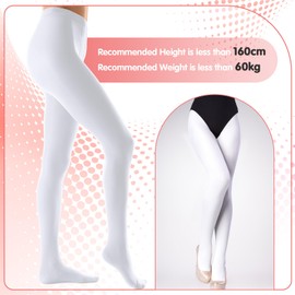 ViEinkaufen 2Pcs Women's High Waist 80 Den Soft Tight, White Footed Pantyhose Large Size Dance Socks Women Thick White Stockings Adult Ballet Training Socks for Women Girls