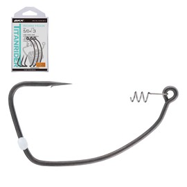 BKK TITANRIDER Soft Plastic Hook | 5/0 | 3-Pack | 2X | Needle Hook Point| Super Slide Coating | Locking Spring | Weedless Swimbait Hook