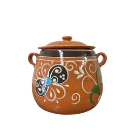 Generic Mexican Clay Bean Pot, Olla de Barro Frijolera W/Lid, Cazuela Traditional, (1-1.25 Gallon) (Olla Jalisco) (Made In Mexico), Large