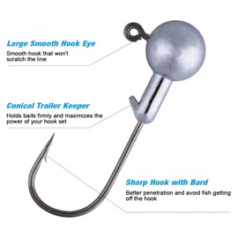 Goture Crappie Fishing Jig Heads, Lead Fishing Jig Heads Lures with Bait Keeper and Sharp Barb for Bass Trout Crappie Walleye Panfish Saltwater Freshwater 3/8OZ