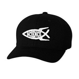 Rocket Science Fish Embroidered Flexfit Adult Cool & Dry PiquÃ© Mesh Cap Hat - [Black]