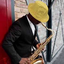 YeeHeen Sequin Hat for Men Women Western Fedora Hat Vintage Jazz Hats Gold