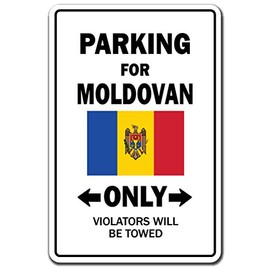 Parking for Moldovan ONLY Aluminum Sign Moldova Flag National Pride Love | Indoor/Outdoor | 18" Tall