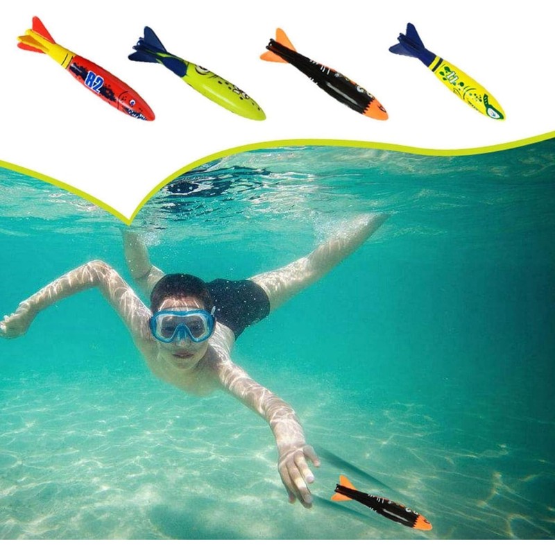 Uadme 4 Pcs Underwater Torpedo Rocket Throwing Swimming Diving Game
