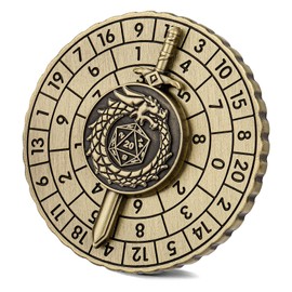 DND Wheel Cube Spinner, Fingertips Gyro, 7-in-1 Battle Sword Metal D&D Dice, Roulette Dice Spinner for DND Dice Set, D&D Gifts with Gift Box, Role Playing Board Game Accessories, Bronze