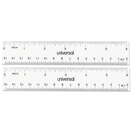 Universal 59025 Clear Plastic Ruler, Standard/Metric, 6-Inch