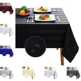 Table Cloth Tablecloths Square and Rectangular Premium Fabric Tablecloth, Waterproof & Wipeable Table Covers - Washable Long Table Cloths, Extra Large (Black, 137x137cm)