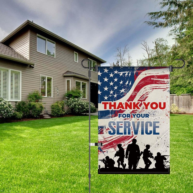 Thank You for Your Service Garden Flag Patriotic Banner 12X18'