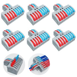 CESFONJER Electric Clamps, Pack of 6 Compact Connection Clamps for Circuit Inlining, 2 Pure 8 Out Quick Connection Terminals with Mounting Screws