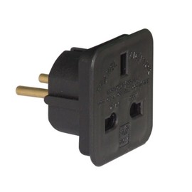 Black 7.5 A Travel Adaptor (UK to European Schuko)