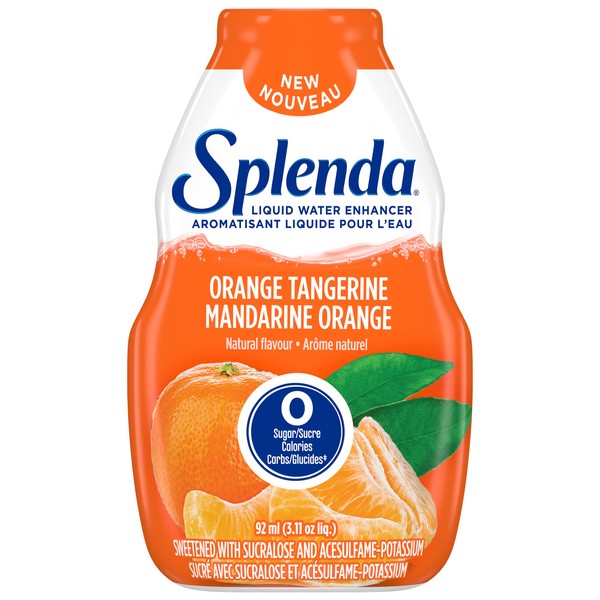 SPLENDA Liquid Water Enhancer Drops, Orange Tangerine Flavor, Sugar Free, Concentrated Drink Mix, 92mL Bottle (Pack of 1)