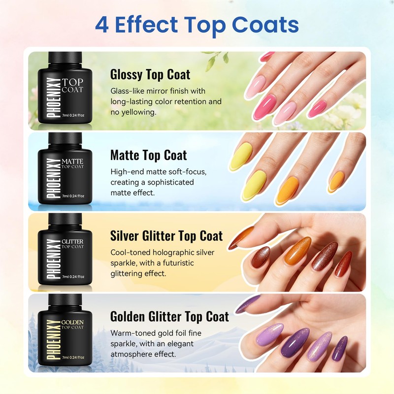 phoenixy 24 PCS Gel Nail Polish Set, 21 Colors with