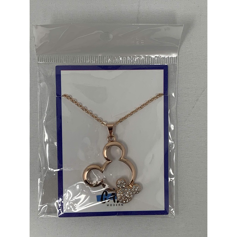 Mickey Pendant Necklace with Gems for Women & Girls (Rose