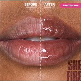 Huda Faux Filler Icy Nude Shimmer Lip Gloss - She Fire (sheer deep brown) - 0.13 fl oz / 3.9 mL