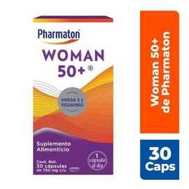 Pharmaton Woman 50+ Suplemento Alimenticio para Mujeres de más de 50 años, 30 Cápsulas de 750 mg. Con Hierro y Omega 3, Ayuda a Mejorar la Nutrición D