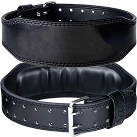 AZLIV Training Belt AZ7 【Waist 53-110cm Compatible】 Muscle Training Belt MF Leather High Durability Lightweight Soft (Black x Plain, M)