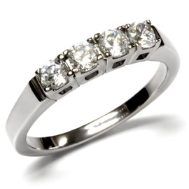 YourJewelleryBox ETERNITY RING ANNIVERSARY SIMULATED DIAMOND RING STAINLESS STEEL TK047 R