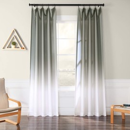HPD Half Price Drapes FELCH-OMB1718-96 Faux Linen Semi Sheer Curtain (1 Panel), 50 X 96, Ombre Slate