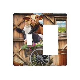 Farm Cow Light Switch Cover Decorative Wall Plate Combin Toggle Rocker Electrical Switchplate for Farmhouse Country Home Decor