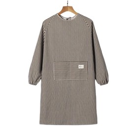 YES I'M GOOD Women's Cotton Linen Cooking Clothes, Fashionable, One Size Fits Most, With Sleeves, Pockets, Simple, Cute, Housework, Gardening, Apron Style Smock, red