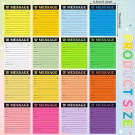 Eaasty Phone Message Pad Phone Message Sticky Notes 4 x 3.4 Inch Bright Color Self Adhesive Message Book Call Back Notepad for Home Office Supplies, Assorted Neon Colors(Light Colors,16 Pieces)