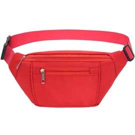 Bumbags Waist Fanny Packs for Men Women, Fashion Bum Bag with Adjustable Belt for Sport Running Hiking Jogging Travel Cycling Walking Dog Boys Ladies ect (Red)