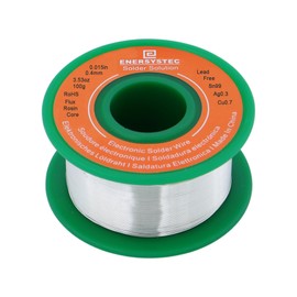 E ENERSYSTEC Thin Solder Wire 0.4mm Lead Free Electronics Solder Wire Rosin Core Sn99 Ag0.3 Cu0.7 Activated Electrical Solder 100g 3.53oz Fine Diameter 0.015 Thin Gauge Alloy Soldering Wire