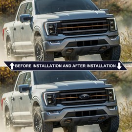 OUESAAS 9.5 Inch F150 Front Grille Rear Tailgate Overlay Emblem Badge Compatibility with Ford F150 2015-2023 (Pack of 2)