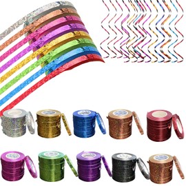 50 Stück Langen Luftschlange Geburtstag, 500 Meter Hängende Spiralen Grlande Luftschlangen Party Dekorationen 10 Farben Funkelnd Bunte für Hochzeit Geburtstags Weihnachten Deko, Geschenkband