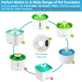 YAMOZOM Cat Fountain Replacement Filter, Cat Water Fountain Filter,Premium Pet Carbon Replacement Filters for 54oz/1.6L Cat Flowers Fountain