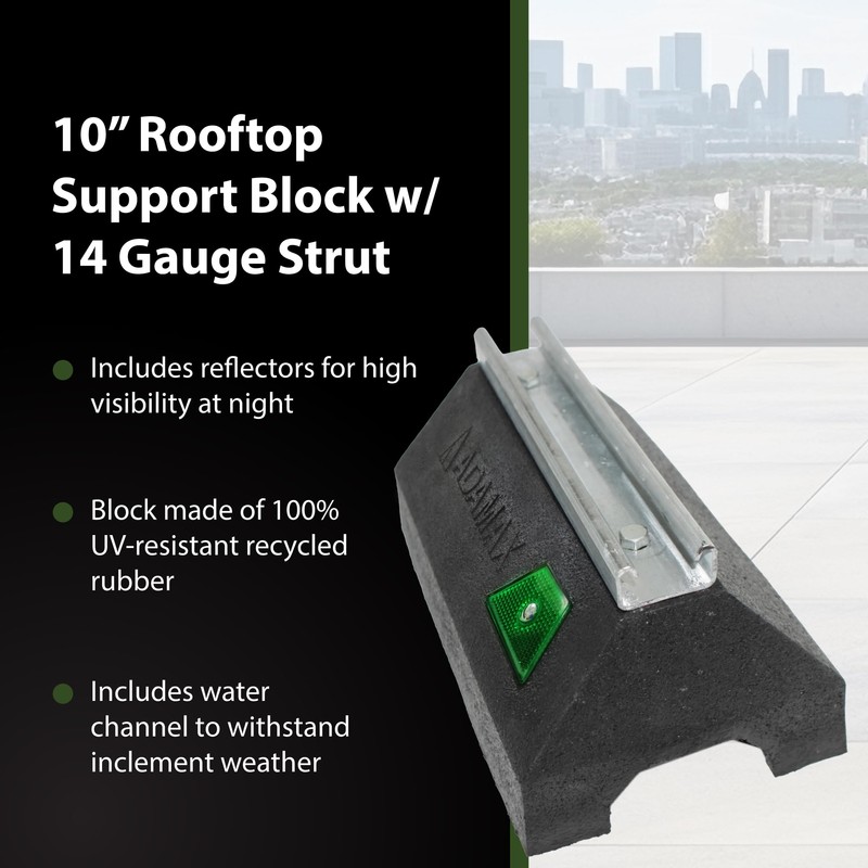 Adamax RTS14-10 Rooftop Support Block with Galvanized Steel Strut |