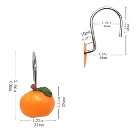 YOINIUEM Fruit Shower Curtain Hooks, Fruit Apricot Shower Hooks, Kids Bathroom Curtain Decor Shower Rod Decorative Set, 12 Piece Set