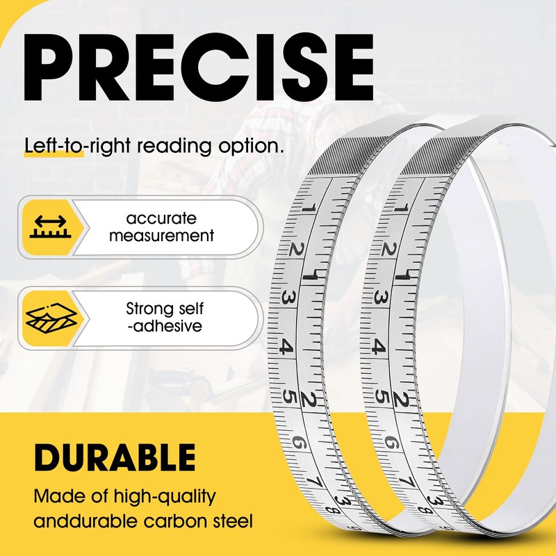 SKMYL Adhesive Measuring Tapes,Steel Self Tape Measure,1/2" Wide Imperial &