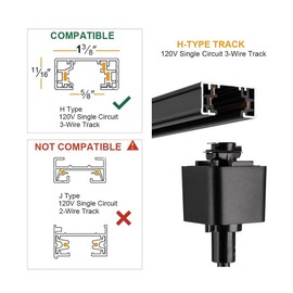 Track Lighting Heads H Type for Accent Task Retail Kitchen Ceiling Track Light H Type Pack of 3, Black Track Lighting Heads with Clear Glass Shade, Bulb and Track Not Included