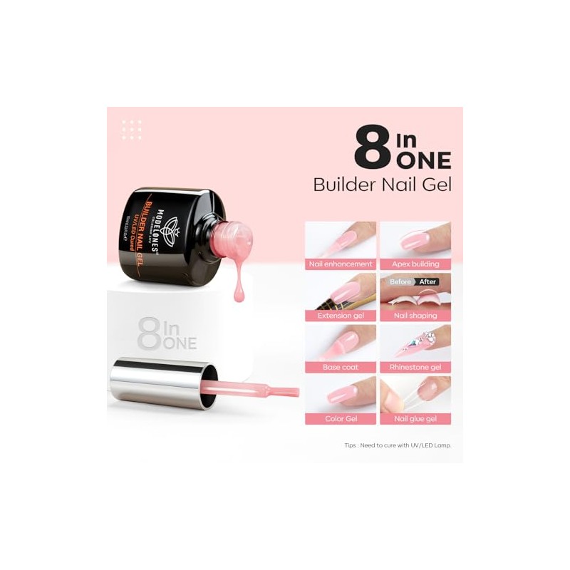 Gel constructor de uñas, 2 piezas de gel constructor transparente