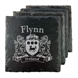 Flynn Irish Coat of Arms Slate Coasters - Set of 4