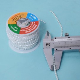 Guirnalda de abalorio de perlas de imitación de 3 mm, rollo de perlas para decorar centros de mesa florales para bodas, fiestas, árbol de Navidad (33 pies blanco)
