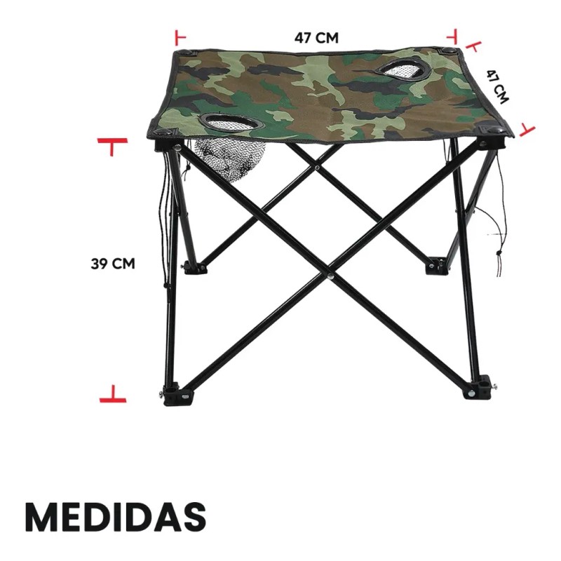 Kit Mesa + 2 Sillas Plegables Playa Jardin Camping Rojo