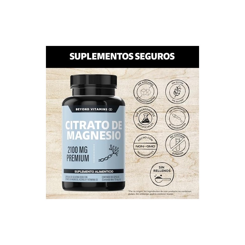 Beyond Vitamins Citrato de Magnesio 2100mg Magnesium Citrate de180 caps