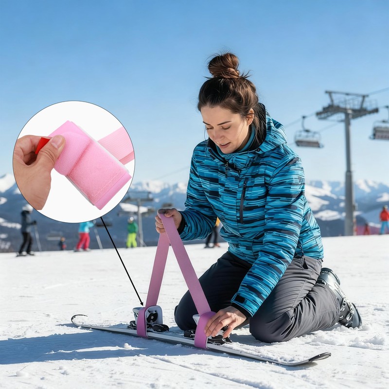 LinkWheres Women's Ski Carrier Strap, Pink Adjustable Shoulder Sling with